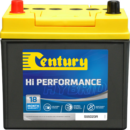 Century Hybrid AGM Battery S55D23R - 12V 55Ah Deep Cycle Battery for Cars, Trucks & RVs - Reliable Power for Off-Grid & Marine Use