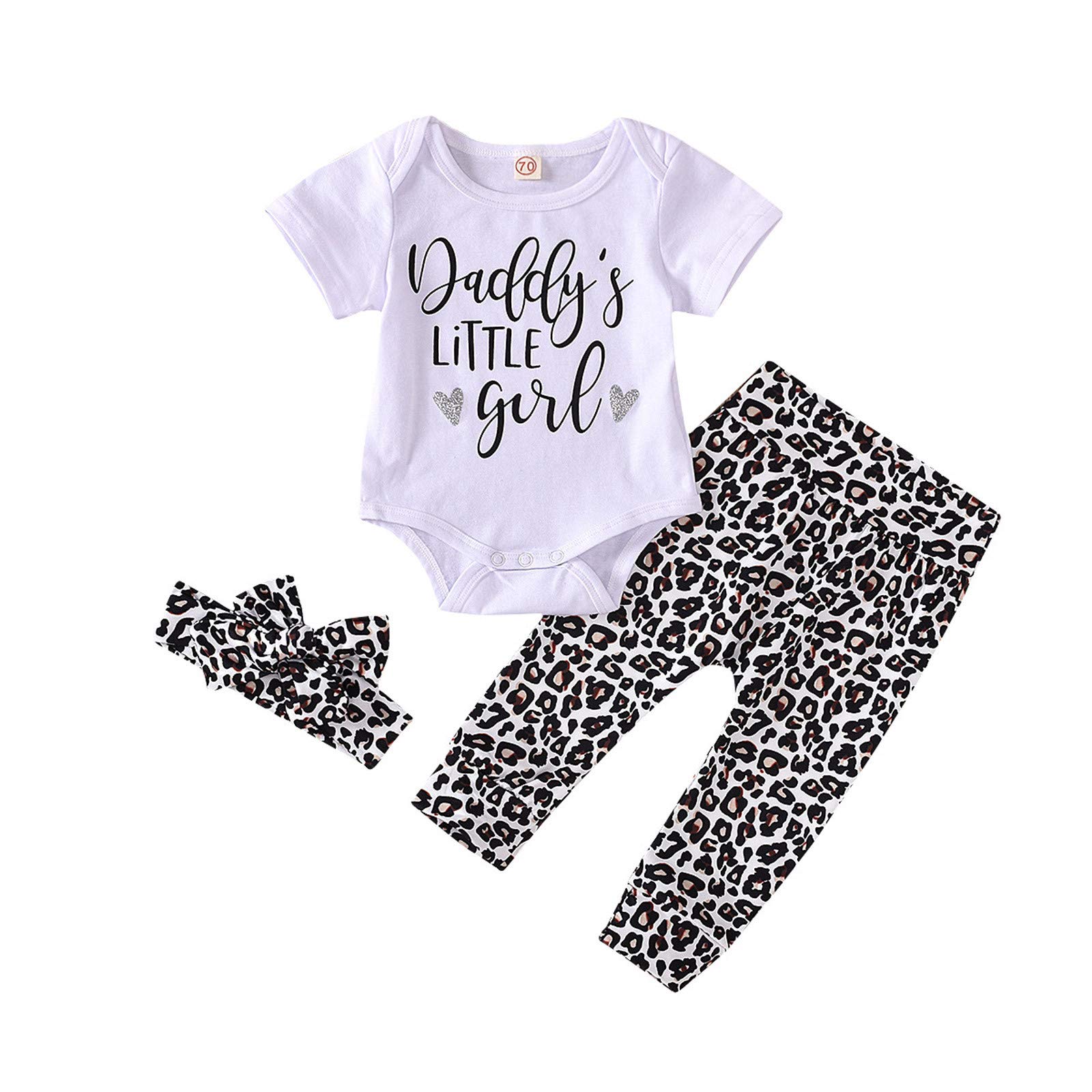 Adorable Spring Baby Girl Outfits - Cute Printed Romper & Leopard Pants Set with Hairband | Soft Cotton Infant Clothes for Playdates, Photo Shoots & Special Occasions