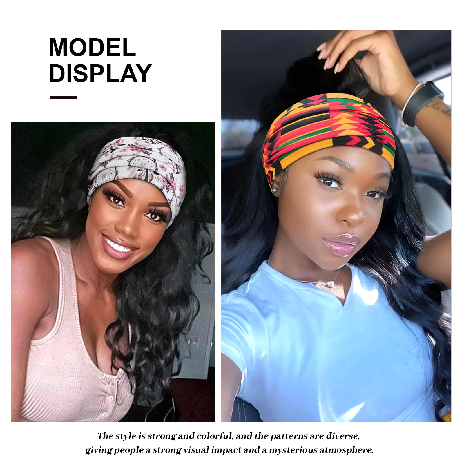 Kavya Wide Elastic Headbands for Women - 4 Pack Stretch Hair Bands for Adults, African American Hair Accessories - Perfect for Workouts, Yoga, and Everyday Styling