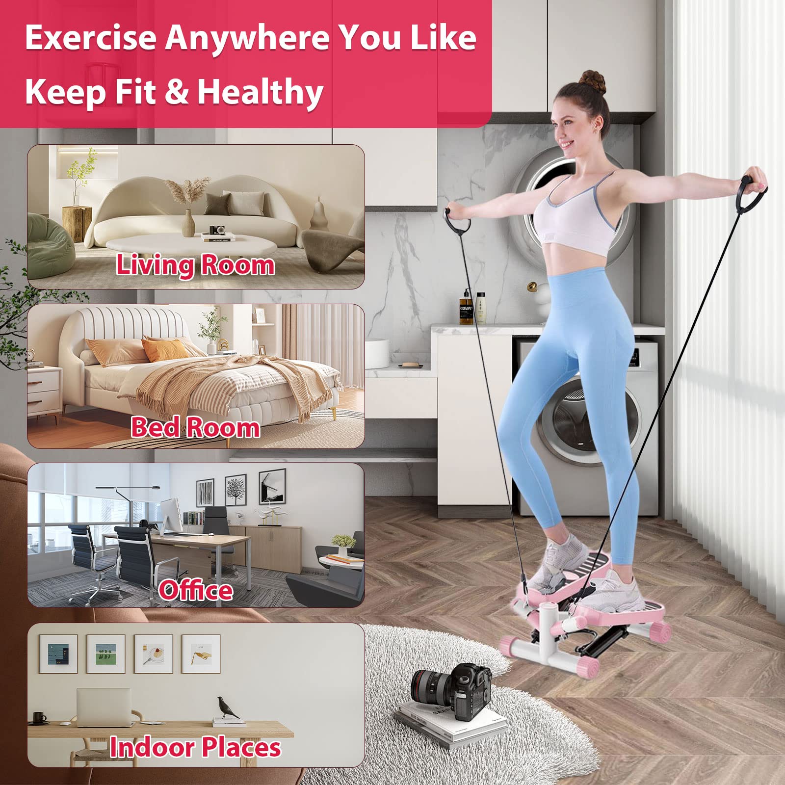 Portable Stepper Machine for Home & Office Workout - Mini Stair Climber Exercise Equipment for Cardio, Leg & Glute Training - Perfect for Small Spaces, Desk Workouts & Home Gym Fitness