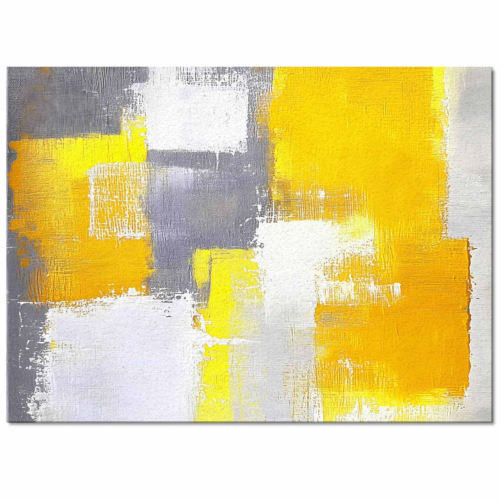 Modern Abstract Gray & Yellow Shag Area Rug 2'8