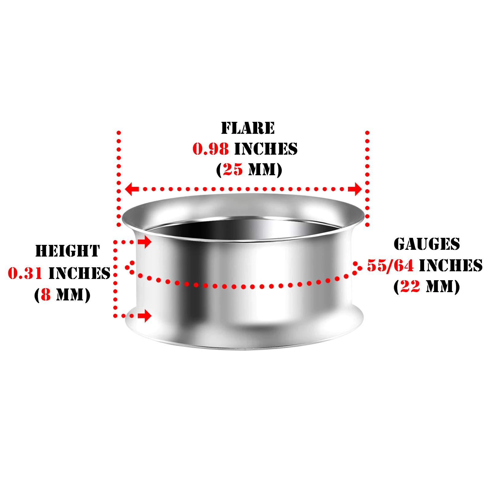 316L Surgical Steel Double Flared Saddle Piercing Jewelry - Stretcher Ear Plugs & Flesh Tunnel Earrings for Lobe Stretching - Perfect for Gauging, Body Modification & Alternative Fashion