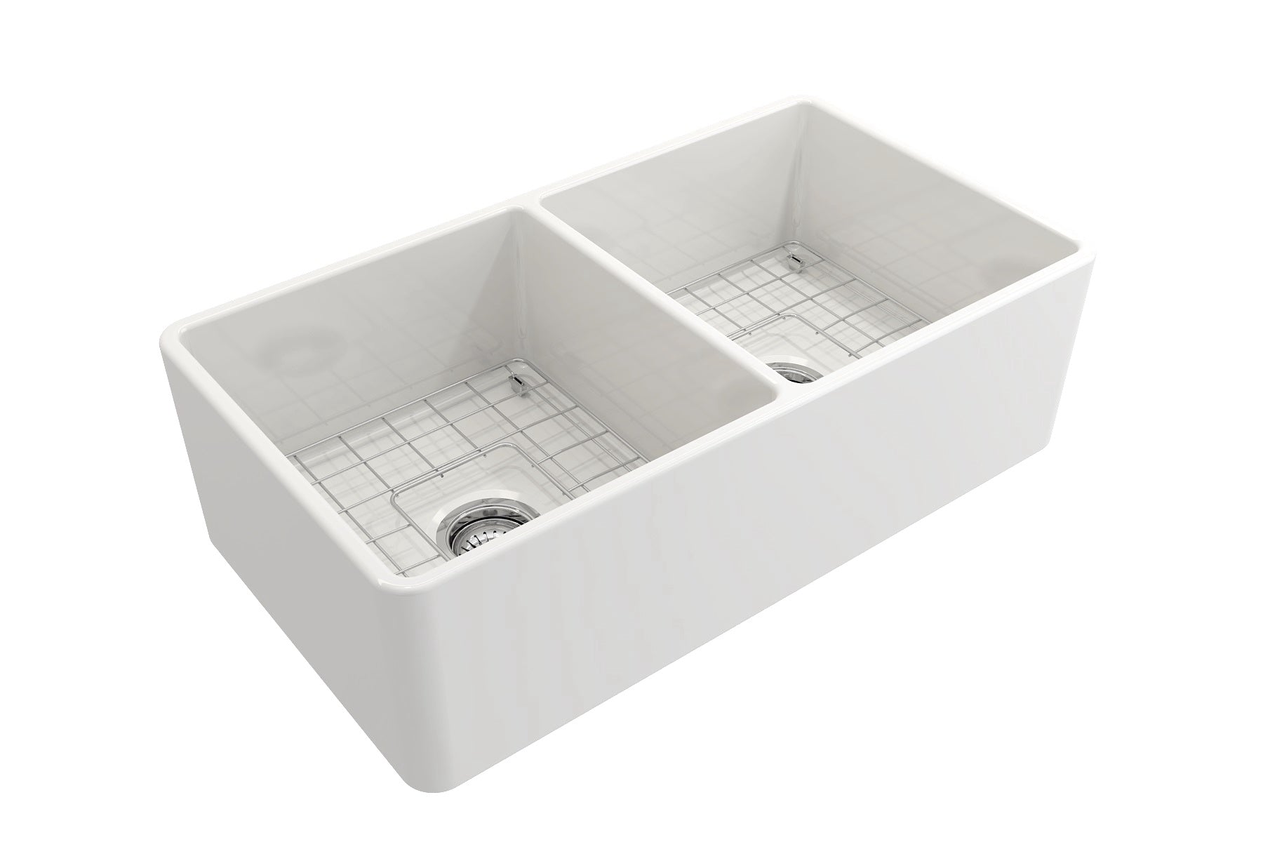 BOCCHI Classico 33 Fireclay Farmhouse Apron Double Bowl Kitchen Sink - Durable 50/50 Design for Modern Farmhouse & Rustic Kitchen Decor | Perfect for Washing Dishes, Food Prep & Entertaining