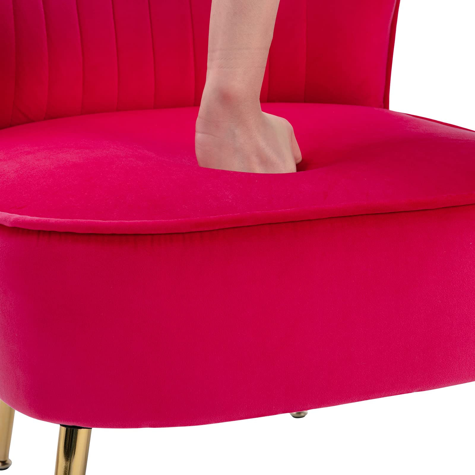 Modern Velvet Accent Chair Set of 2 - Gold Leg Wingback Slipper Chairs for Living Room, Bedroom & Entryway - Space Saving Small Corner Chairs (Rose Red) - Perfect for Cozy Reading Nooks, Guest Seating & Apartment Decor
