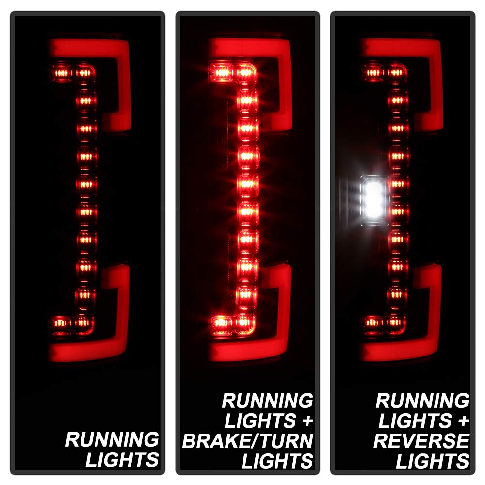ACANII Full LED Tail Lights Brake Lamps - Compatible with 2017-2019 Ford F250 F350 Super Duty (LED & Blind Spot Models) - Black Housing - Enhanced Visibility & Safety for Night Driving & Towing