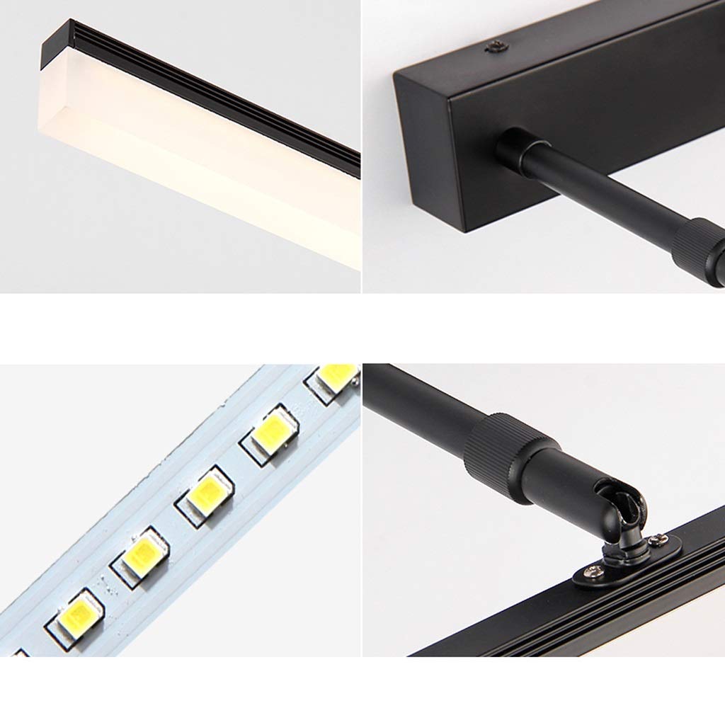 LED Mirror Light with Anti-Fog - Modern Minimalist Bathroom Wall Lamp for Makeup Vanity & Dressing Table - Black Home Decor Lighting for Bathroom Cabinets & Vanity Areas