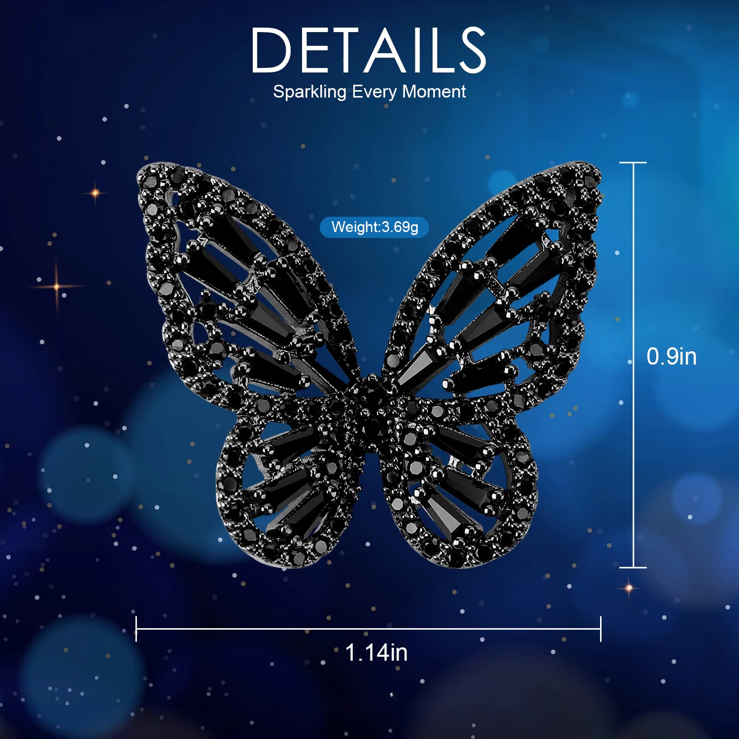 Sparkling Rhinestone Butterfly Bow Earrings for Women - 14K Gold Plated Cubic Zirconia Sterling Silver Stud Drop Dangle Earrings | Hypoallergenic Cute Jewelry Gift for Mother, Valentine's Day, Prom, Wedding & Bridal Party | Perfect for Date Night, Anniversary Celebration and Special Occasions