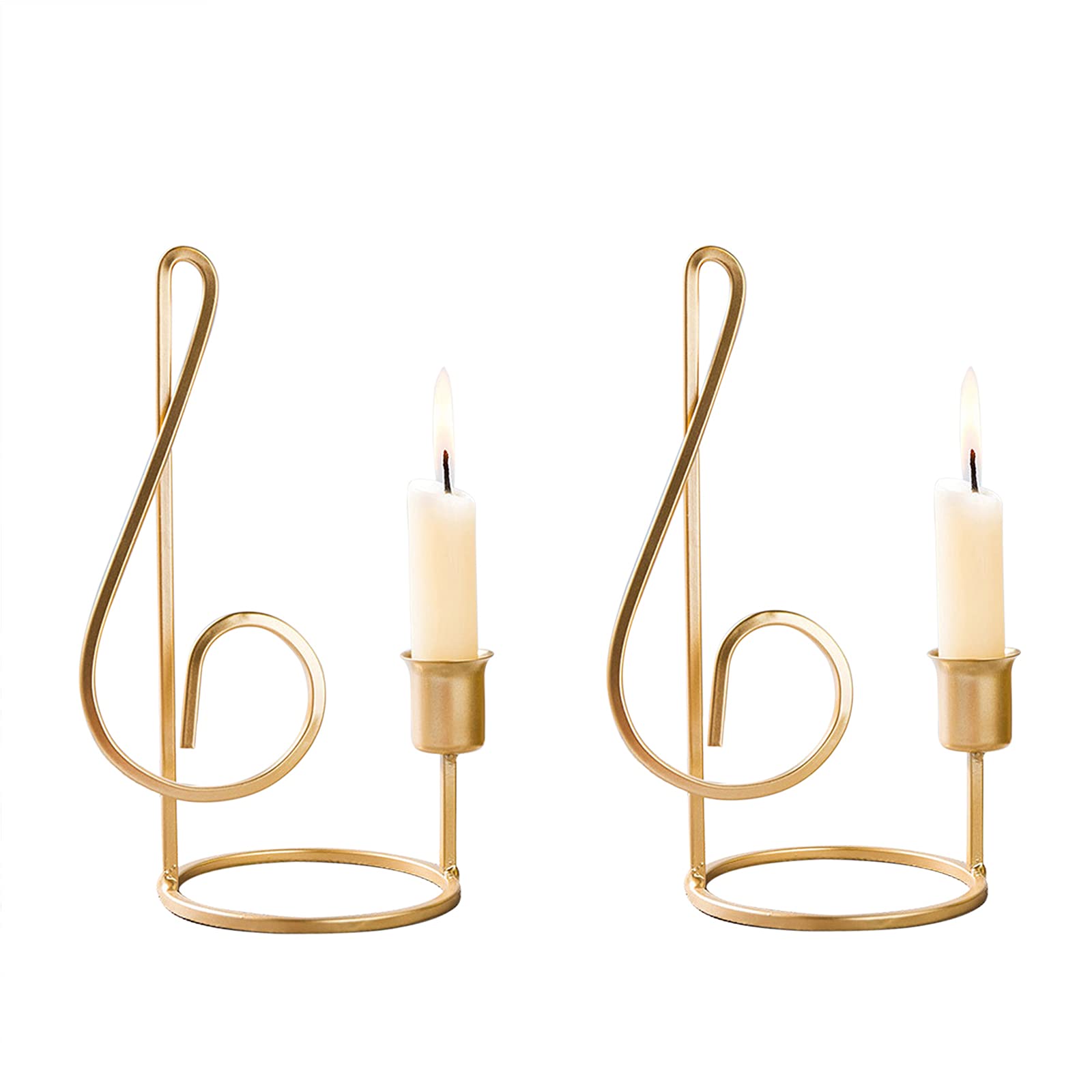 Elegant Tealight Candle Holders - Musical Note Shaped Home Decor for Living Room, Bedroom, Dining Table - Set of 2 Taper Candle Sticks (Candles Not Included) - Perfect for Romantic Dinners, Wedding Decor & Relaxing Ambiance
