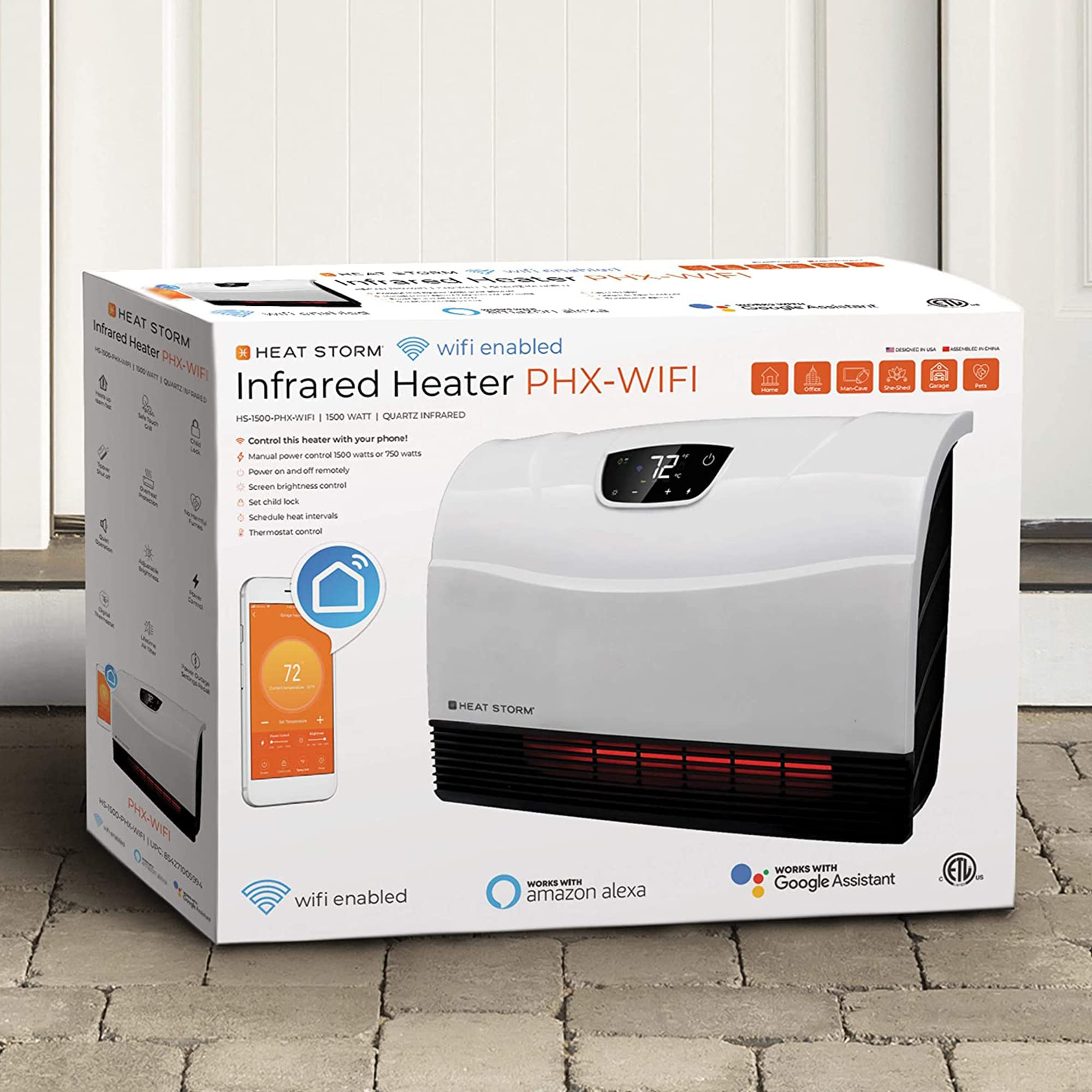Heat Storm HS-1500-PHX-WIFI Smart Infrared Heater - WiFi Enabled, Wall Mounted Space Heater for Indoor Use - Perfect for Living Rooms, Bedrooms & Offices