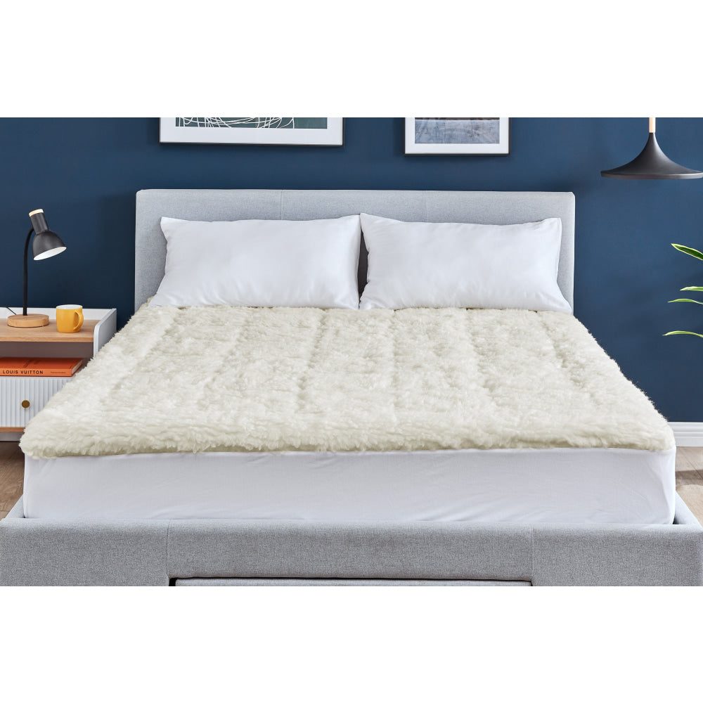 100% Merino Wool Reversible Underlay Single - Ultra Soft & Breathable Mattress Topper for All-Season Comfort - Perfect for Bed, Guest Room, or Dorm Use