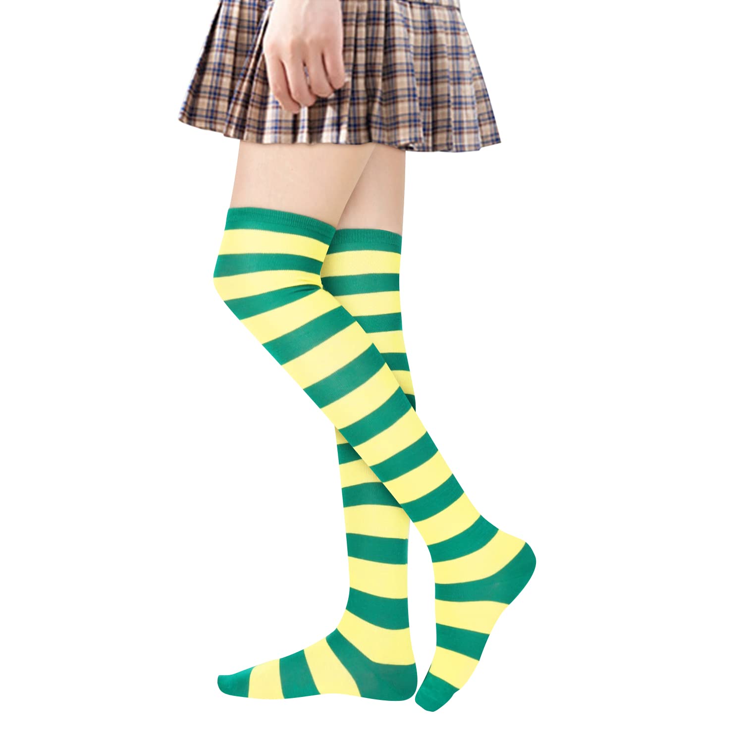 Benefeet Women's Thigh High Socks - Funny Pink Striped Knee High Socks for Teen Girls & Women | Cute Colorful Long Tube Socks for Cosplay, Costume Parties & Winter Fashion