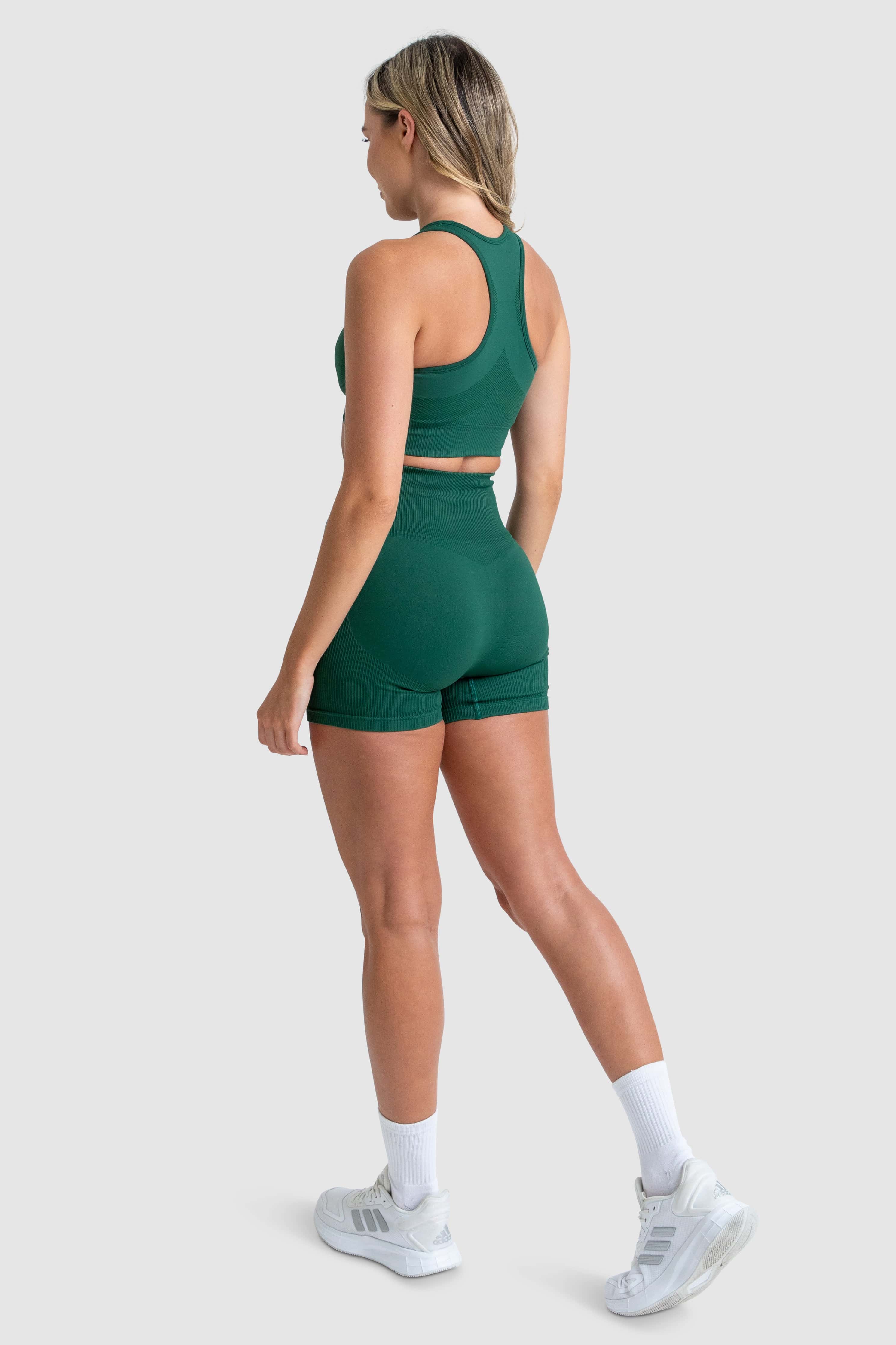 Impact Solid High Neck Crop Top - Women's Fashion Green Workout Shirt for Yoga, Gym & Casual Wear
