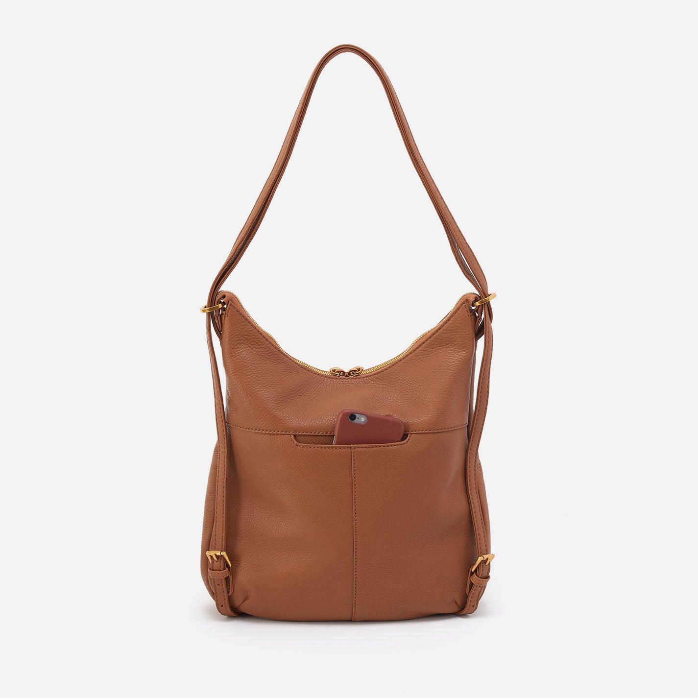 Premium Merrin Convertible Backpack in Pebbled Leather - Warm Honey Color | Stylish Laptop Bag for Work, Travel & College | Durable Leather Backpack for Women & Men