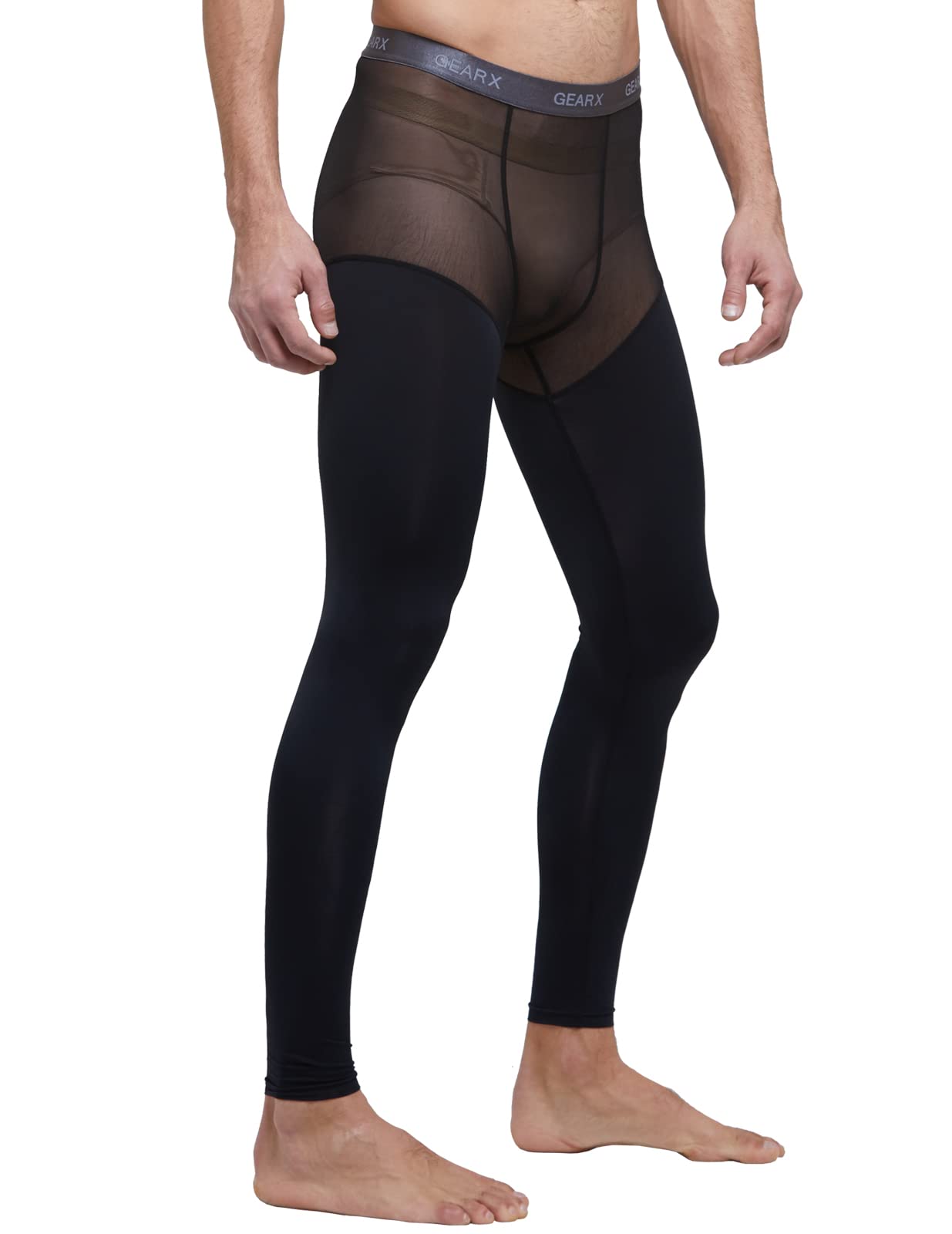 Premium Men's Mesh Baselayer Long Pants - Breathable Summer Underwear for Activewear, Running & Outdoor Sports
