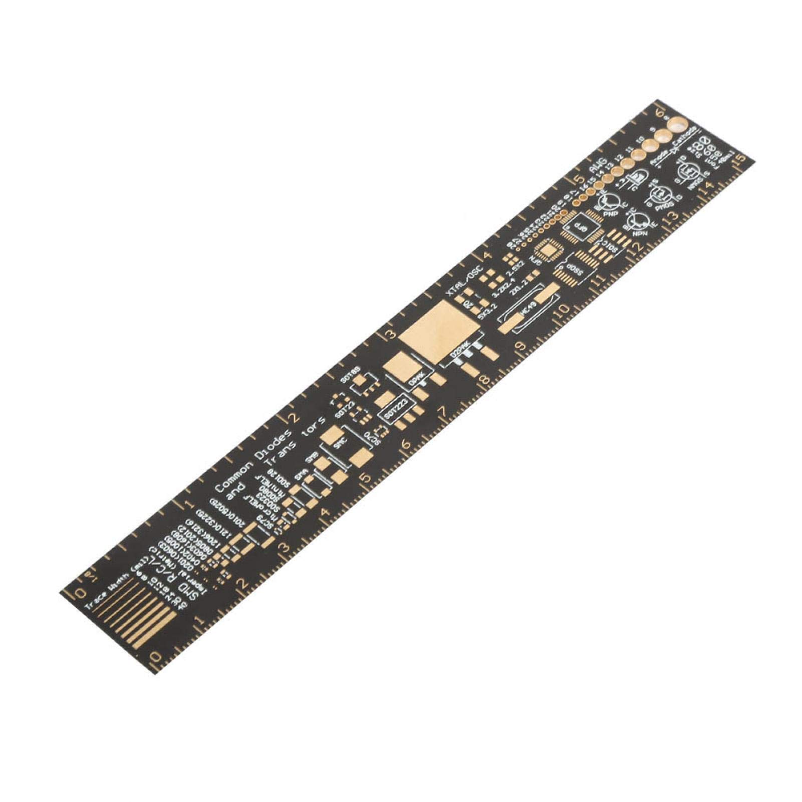 Wendeekun 15CM Multifunctional PCB Ruler with Resistor Capacitor Chip IC - Precision Measuring Tool for DIY Electronics Engineers | Perfect for Circuit Board Design, Repair & Prototyping