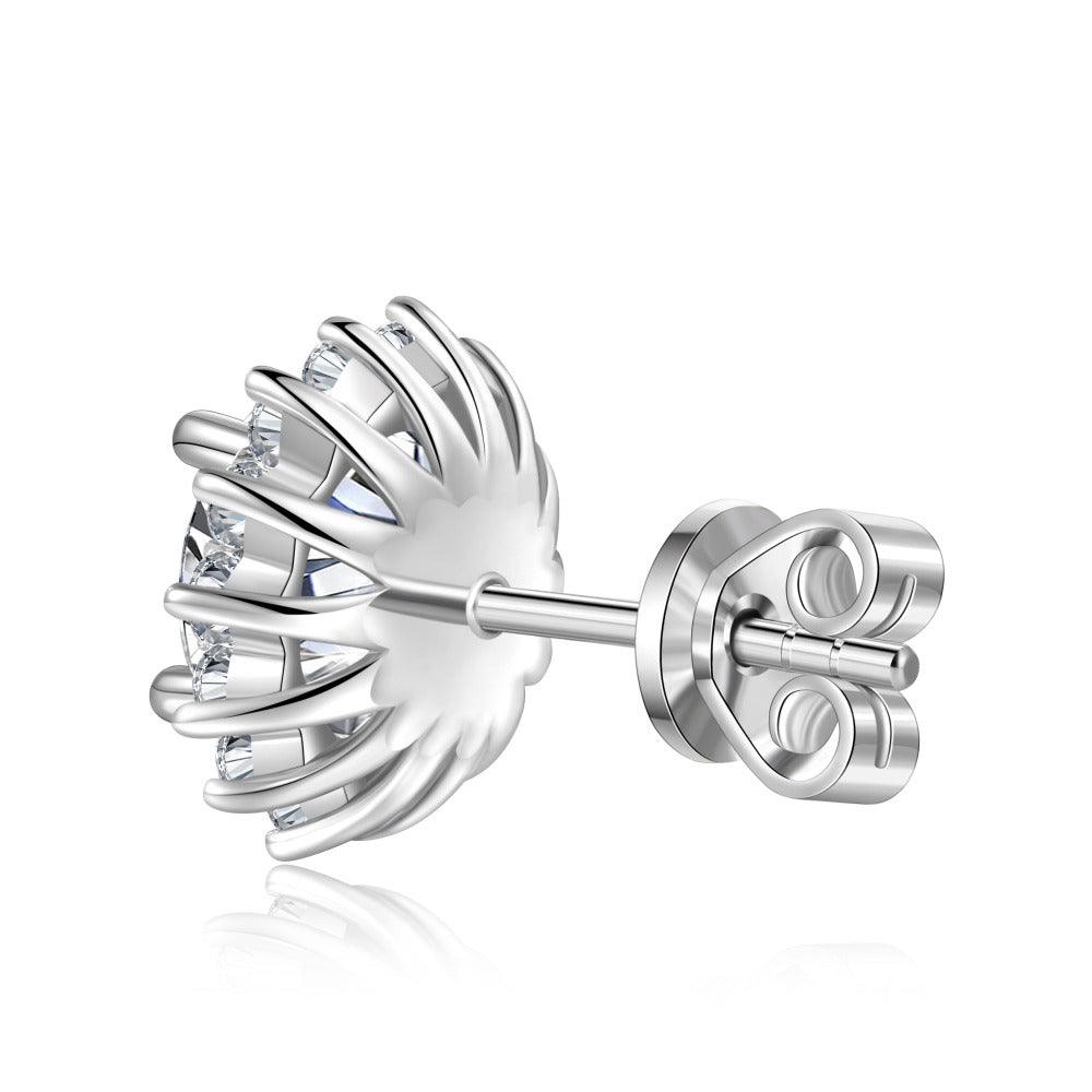 2 Carat (Ctw) Sunflower Round Moissanite Stud Earrings for Women - Hypoallergenic 925 Sterling Silver Jewelry - Perfect for Weddings, Anniversaries & Everyday Elegance