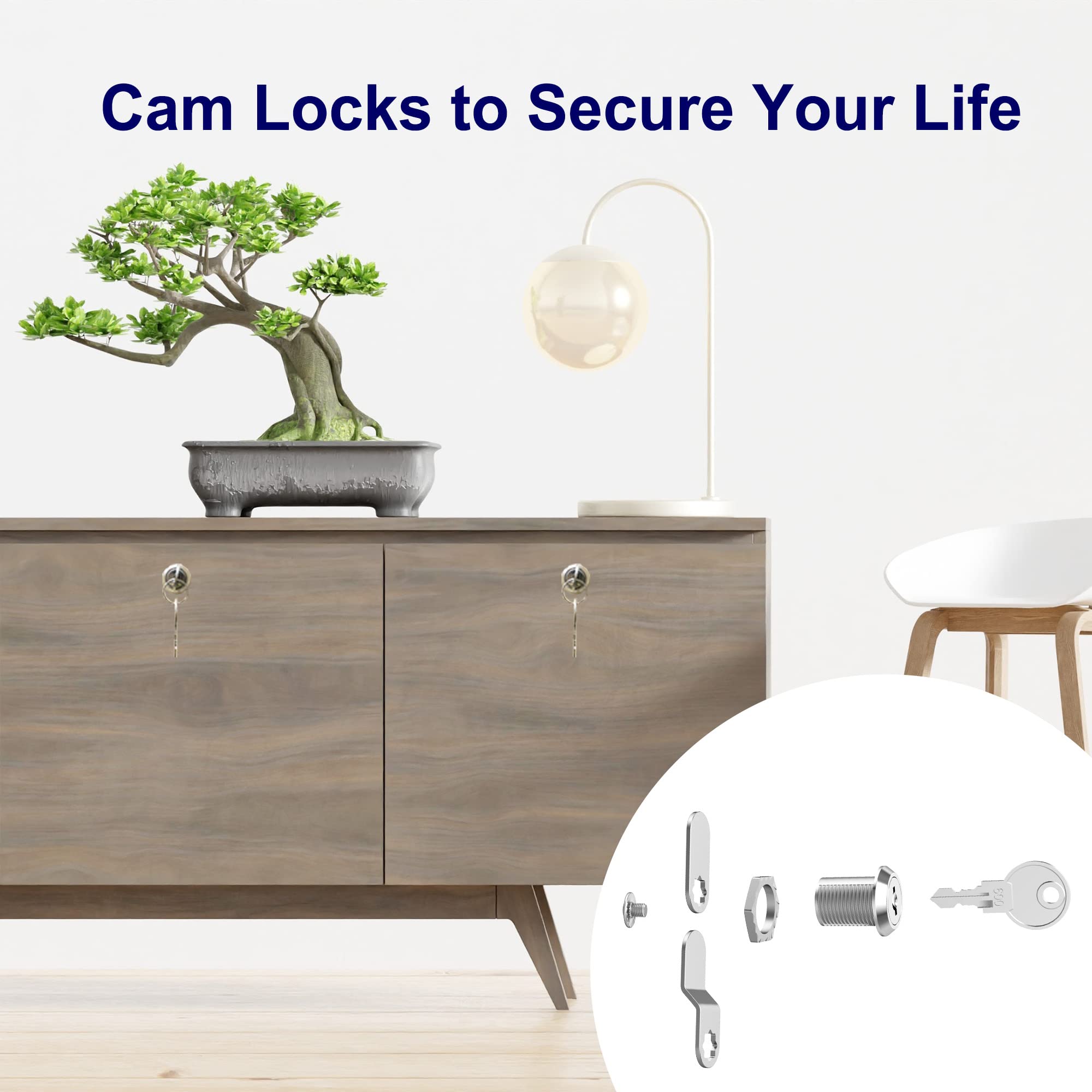 Jayseon 6-Pack Zinc Alloy Cabinet Locks with Keys - Keyed Alike for Mailbox, Toolbox & Cabinet Security - Perfect for Home, Office & Storage Organization