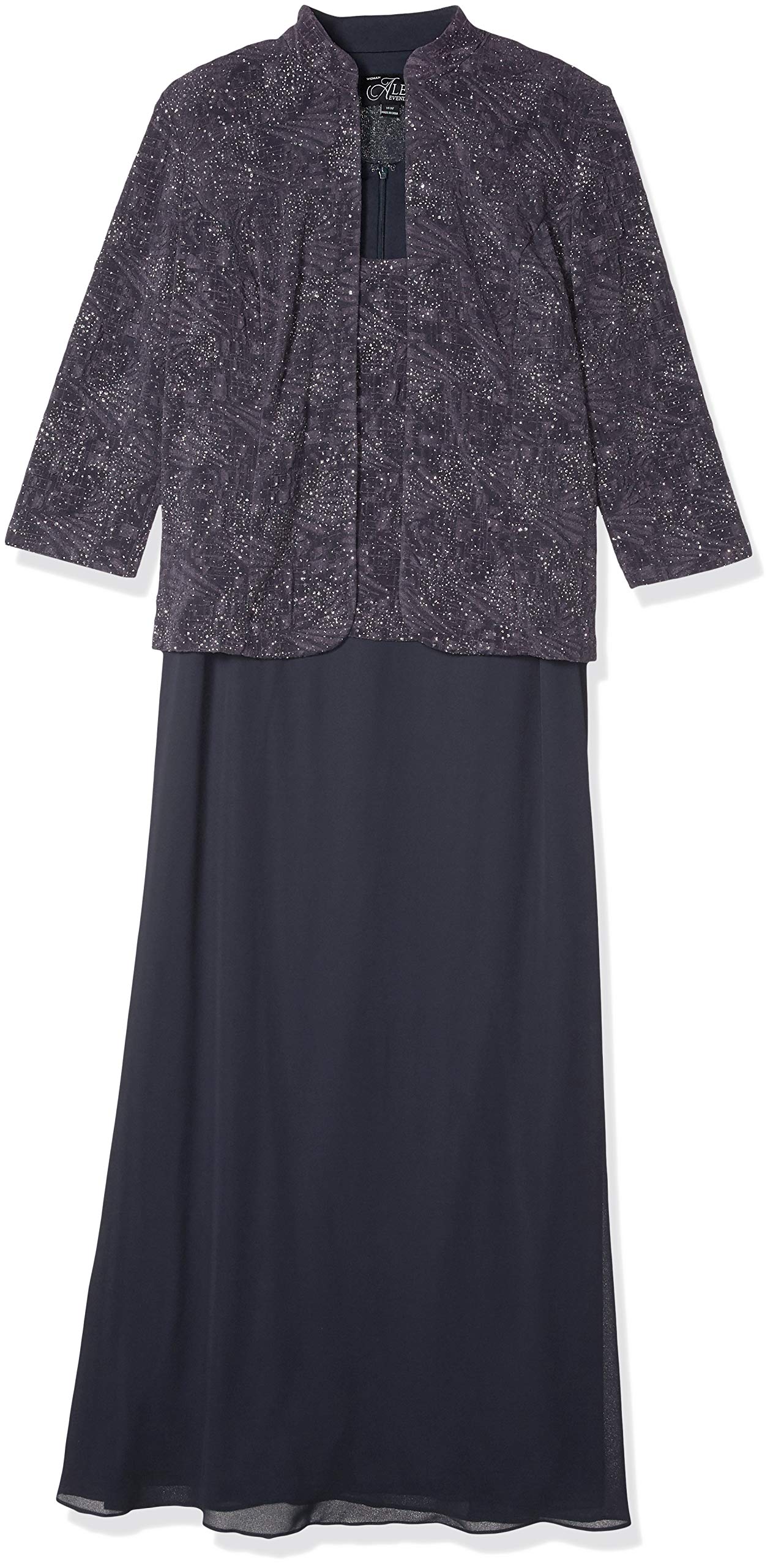 Alex Evenings Women's Formal Long Dress with Mandarin Neckline Jacket - Elegant Evening Gown for Weddings, Parties & Special Occasions (Regular, Petite & Plus Sizes)