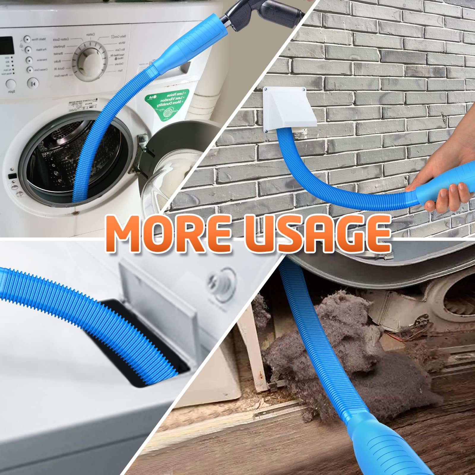 Dryer Vent Cleaner Kit with Vacuum Attachment - Lint Remover Tool for Power Washer & Vacuum Hose | Fast Lint Cleaning for Home Laundry Safety (Ideal for Dryer Maintenance & Fire Prevention)