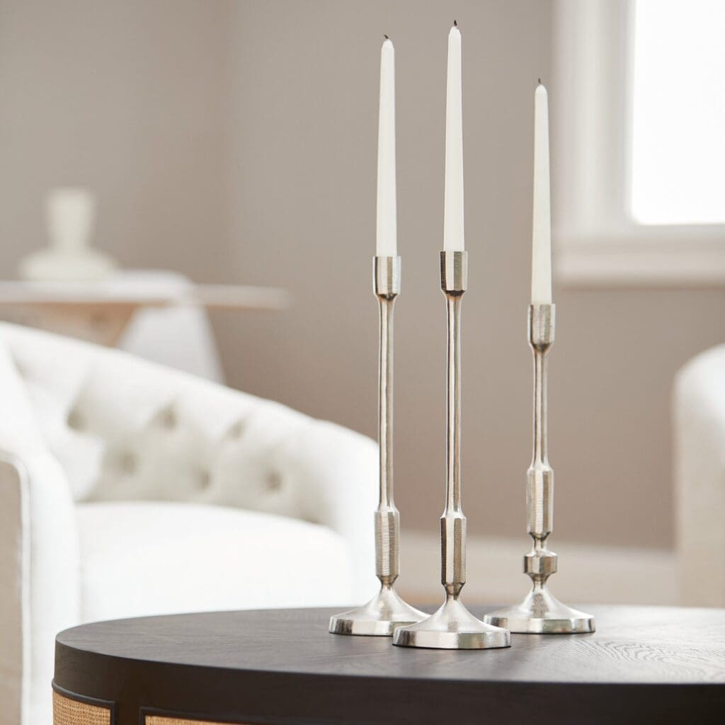 Cyan Design 10205 Cambria Small Nickel Candle Holder - Elegant Home Decor for Dining Table, Wedding Centerpiece & Romantic Ambiance