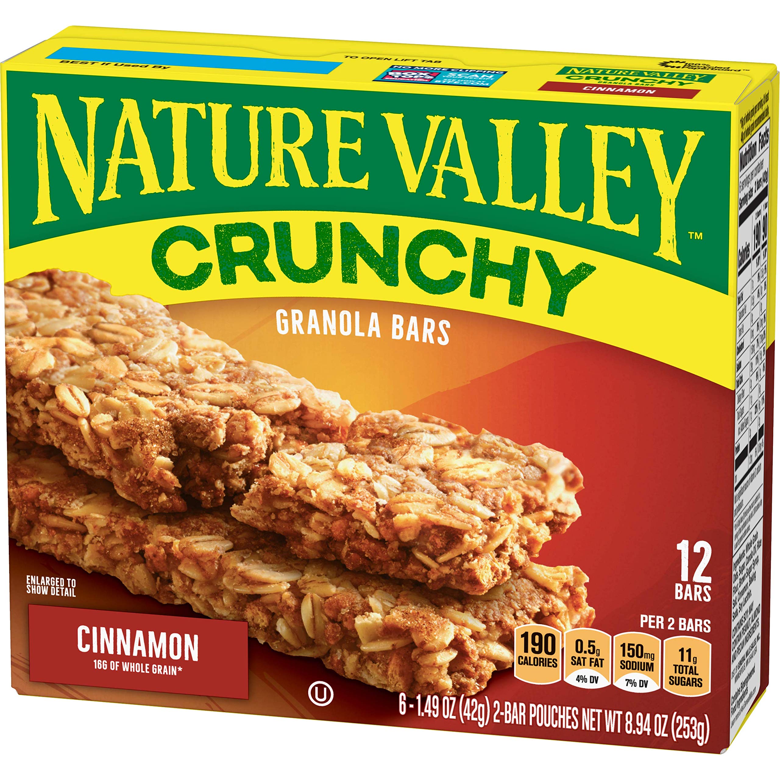 Nature Valley Crunchy Cinnamon Granola Bars - 12 Pack for Hiking & Snacks