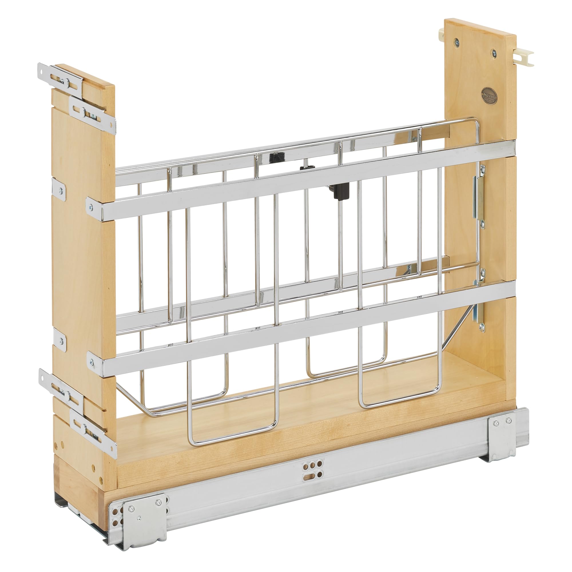 Rev-A-Shelf 5-Inch Pull-Out Wooden Bakeware Organizer for Kitchen Cabinets - Soft-Close Drawer Slides - Pots and Pans Storage Rack (Model 447-BCSC-5C) - Perfect for Organizing Baking Sheets, Cutting Boards & Cookware in Small Spaces