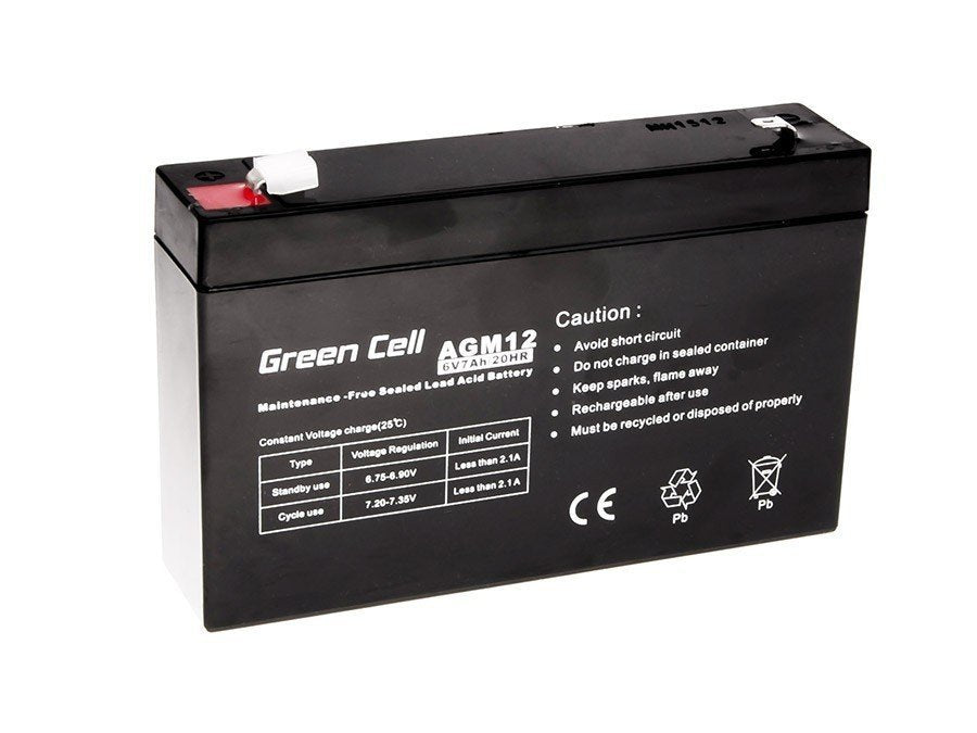 Green Cell AGM12 Industrial Rechargeable Battery - 7000mAh 6V Sealed Lead Acid (VRLA) - Perfect for UPS Backup, Solar Systems & Emergency Lighting