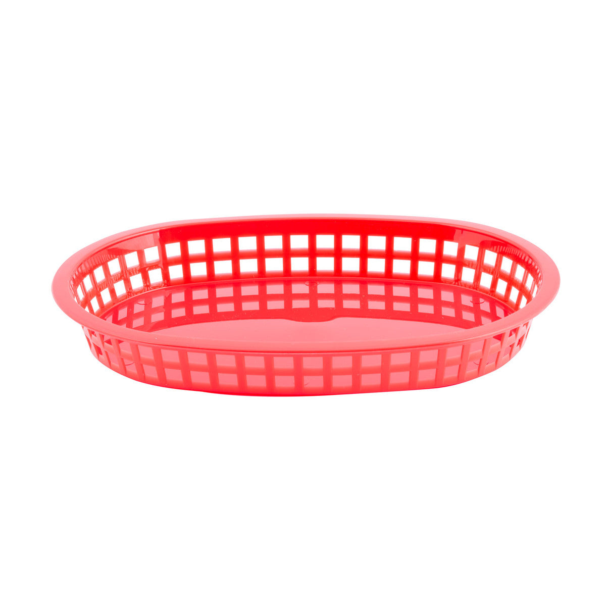 TableCraft Chicago Oval Platter Basket - Red Serving Tray, 10.5 x 7 x 1.5 Inches - Perfect for Entertaining, Appetizers, and Party Food Display