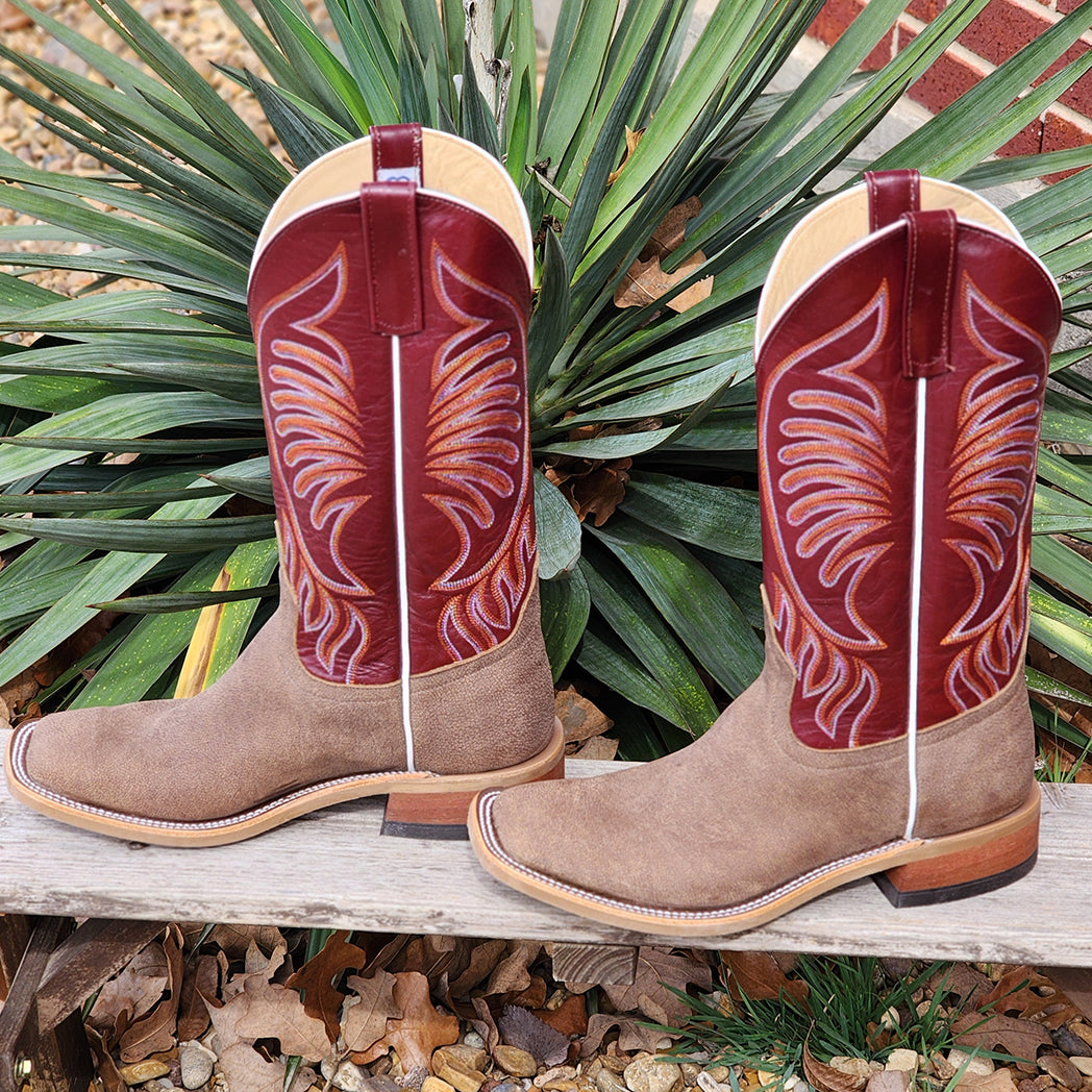 Anderson Bean Men's Eastwood Camel Sangria Cowboy Boots - Premium Leather Western Boots for Men - Perfect for Rodeo, Country Dancing & Casual Wear
