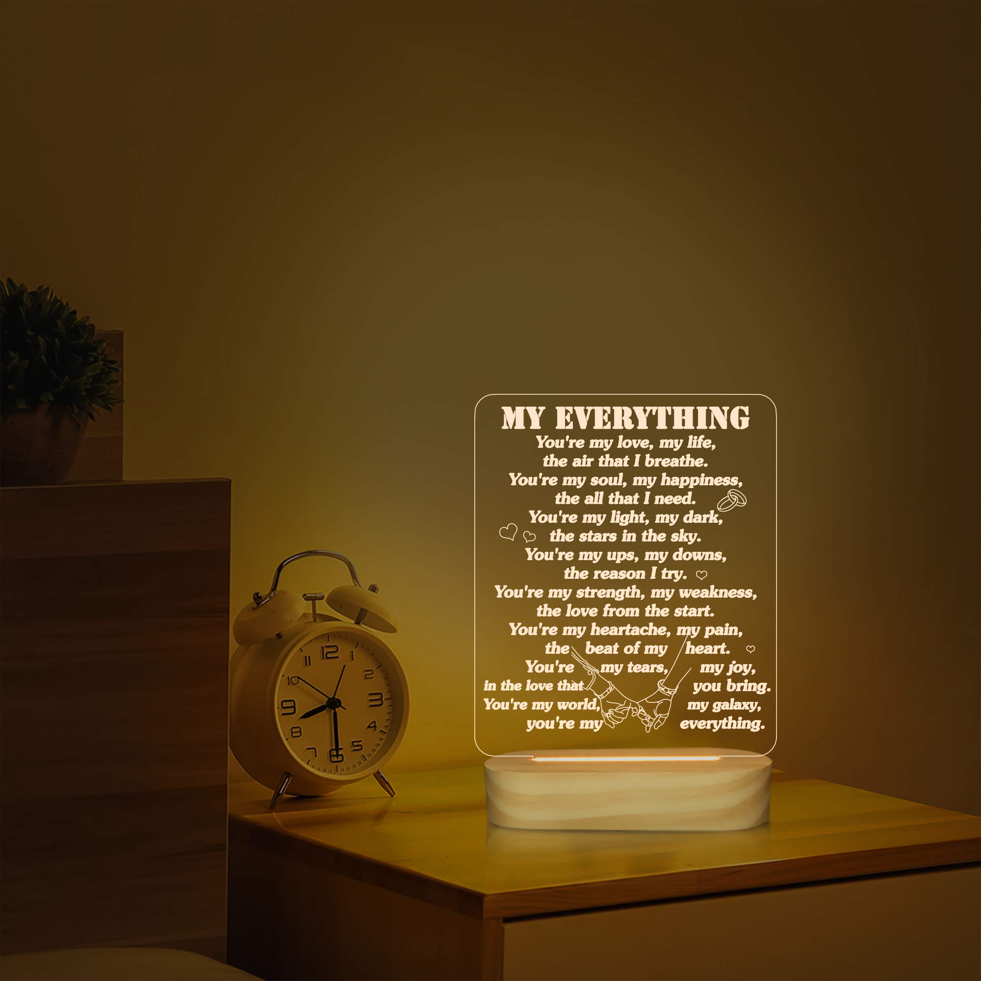 Romantic Acrylic Night Light - Valentine's Gift for Wife/Husband | Birthday, Anniversary Present for Couples