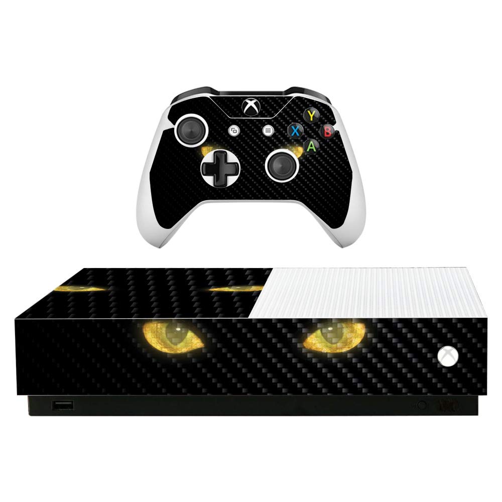 Premium Carbon Fiber Skin for Microsoft Xbox One S All-Digital Edition - Cat Eyes Design | Protective & Durable Textured Cover | Easy to Apply & Remove | Made in USA | Perfect for Gaming Protection & Customization