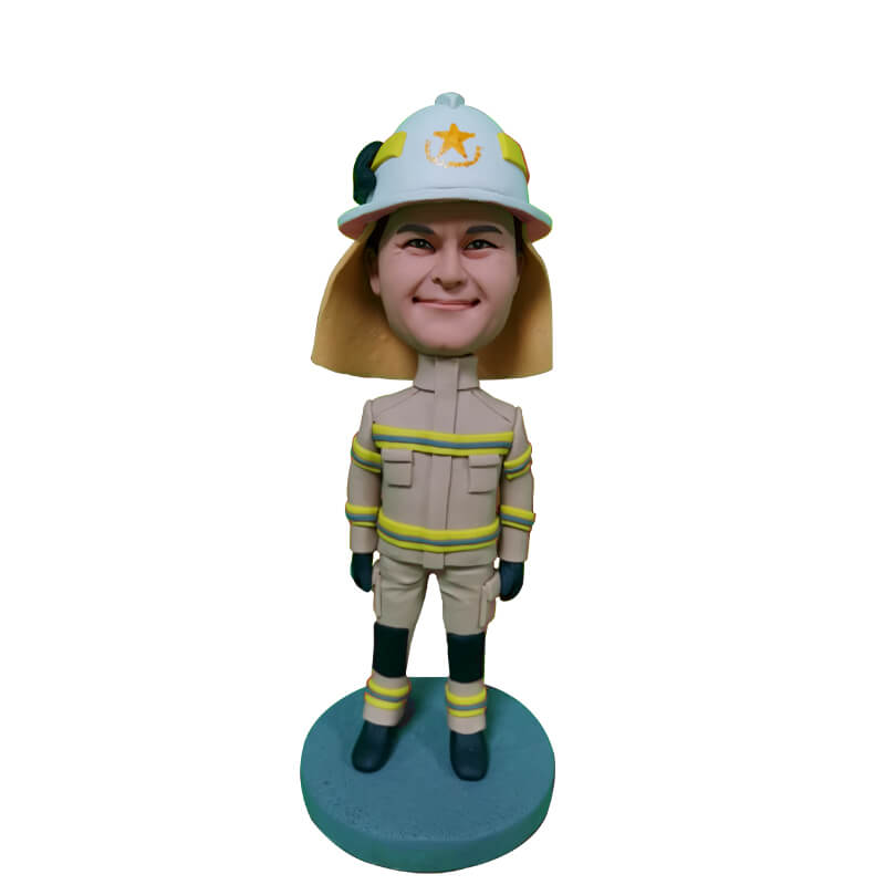 Custom Firefighter Bobblehead - Personalized Figurine Gift for Firefighters, First Responders & Heroes - Perfect for Office Desk Decor, Retirement Gifts & Fire Department Appreciation