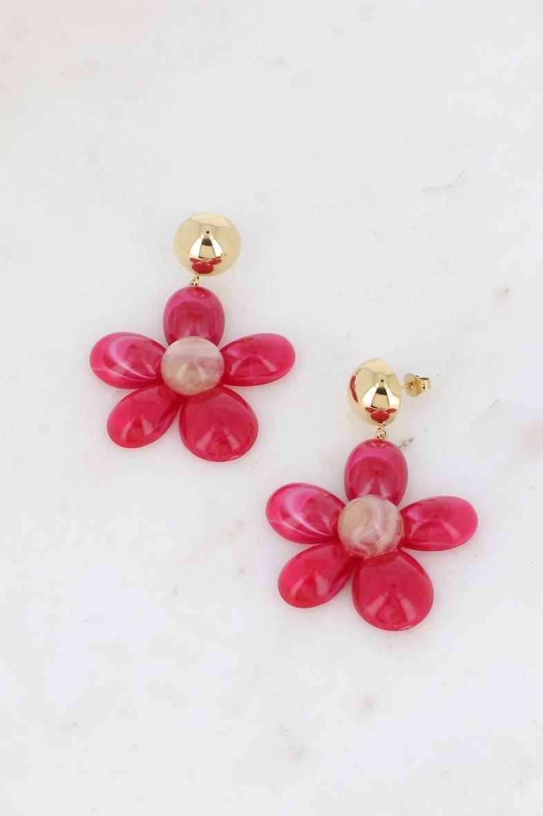 Stormy Flower and Ball Acetate Drop Earrings for Women - Elegant Dangle Hoop Earrings for Party, Wedding & Everyday Wear