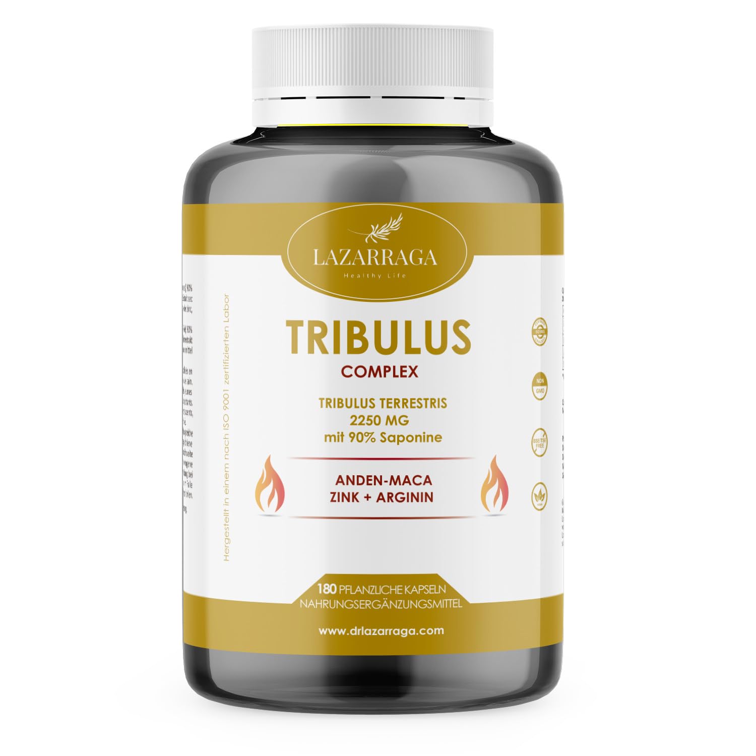 Tribulus Terrestris 2250mg + Peruvian Maca + Arginine + Zinc | 180 Vegan Capsules for Men | Energy, Vitality & Performance Booster | Gym, Workout & Daily Wellness Supplement