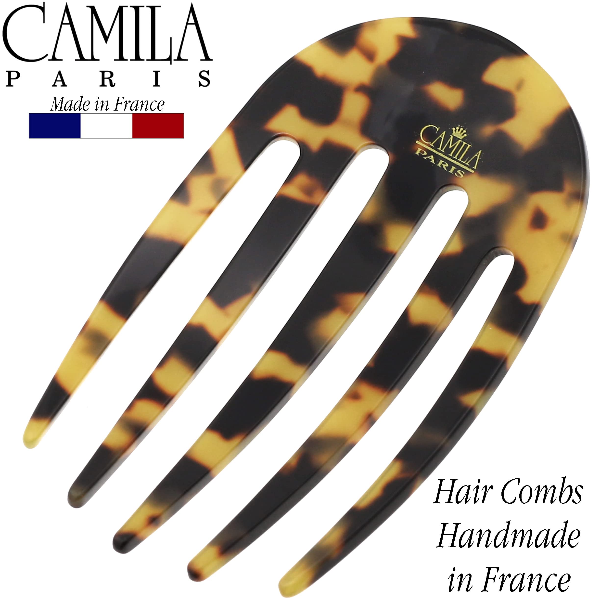 Camila Paris CP3395 French Hair Side Comb - Small Rounded Handmade Hair Clip for Women | Strong Hold No-Slip Hair Accessories for Bun, Chignon & French Twist | Perfect for Weddings, Parties & Everyday Styling | Made in France