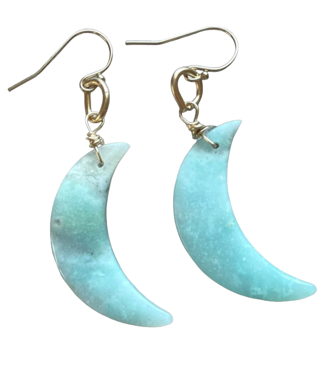Amazonite Moon Statement Earrings - 14K Gold Filled Dangle Earrings for Women, Boho Chic Jewelry Gift for Birthday, Wedding & Everyday Wear