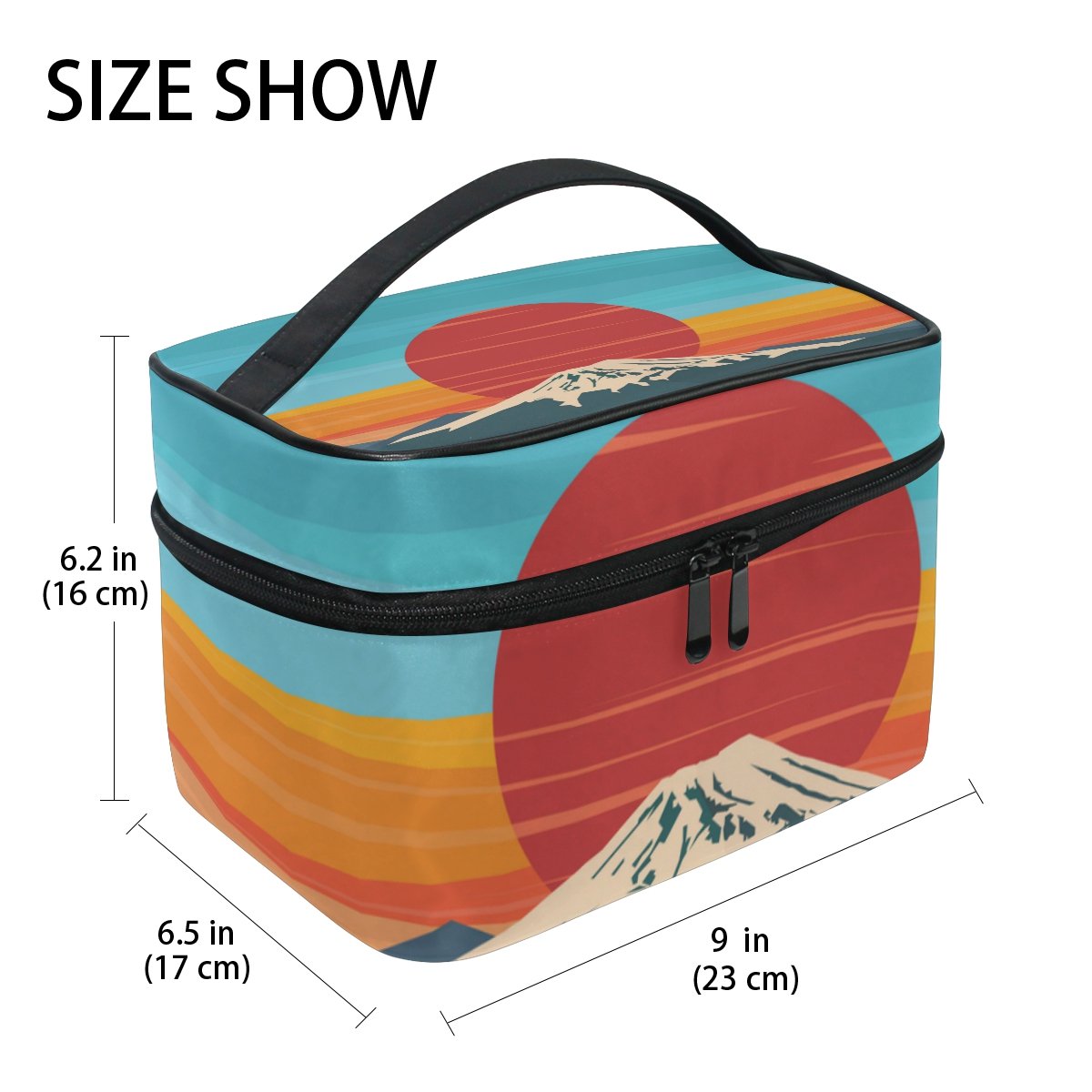 Fuji Volcano Cosmetic Bag for Women - Waterproof Travel Makeup Train Case with Storage Organizer | Perfect for Travel, Gym, and Daily Beauty Essentials Organization