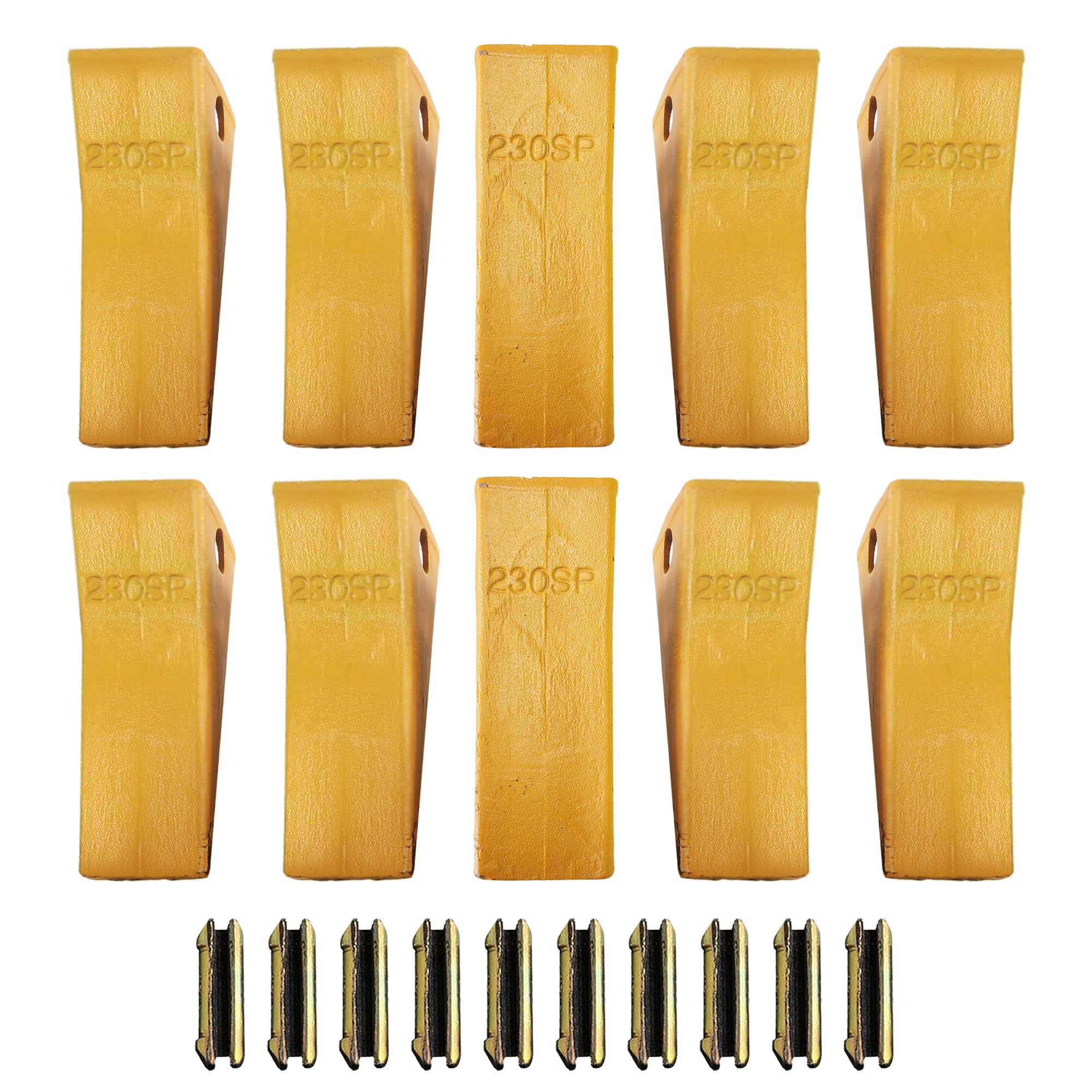 BDI WEAR PARTS 10-Piece 230SP Forged Bucket Teeth Set with TF23P Flex Pins - Compatible with 23 & 230 Series Skid Steer Loaders and Excavators - Ideal for Heavy-Duty Digging, Trenching, and Construction Projects