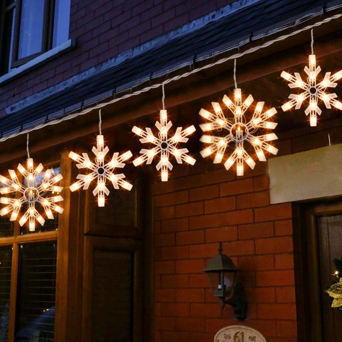 FUNPENY 8.5 FT Warm White Christmas Snowflake String Lights - 100 LED Connectable Icicle Fairy Lights for Indoor/Outdoor Decor | Perfect for Xmas Tree, Home, Party, Wedding & Holiday Decoration