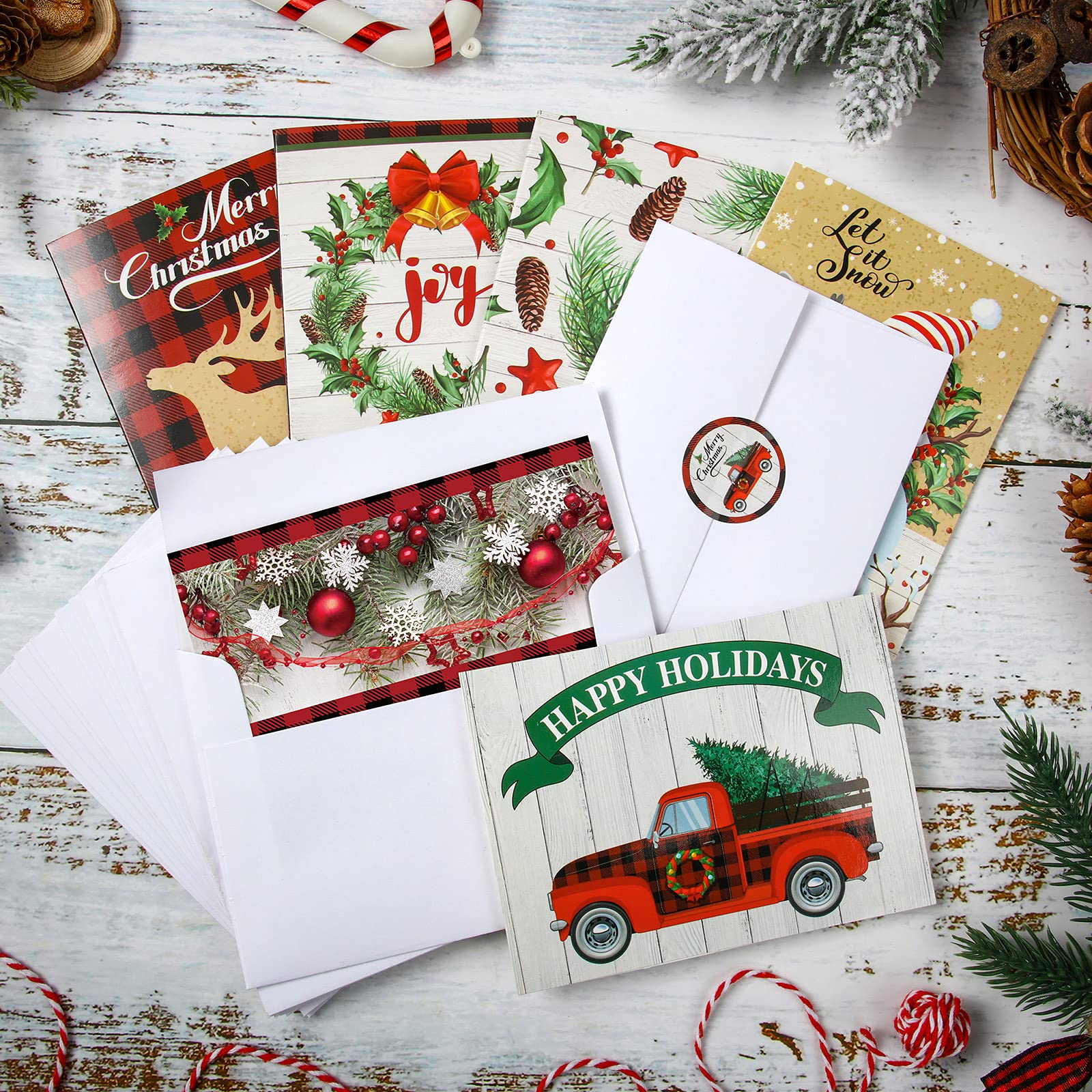 24 Sets Christmas Greeting Cards with Envelopes & Stickers - Blank Holiday Note Cards for Christmas Party, Xmas Decorations & Gift Wrapping - Perfect for Holiday Greetings, DIY Crafts & Festive Home Decor