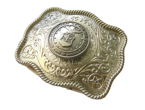 USAF Air Force Silver Belt Buckle - Western Concho Style Military Belt Buckle for Men & Women | Perfect for Military Apparel, Western Wear & Patriotic Outfits
