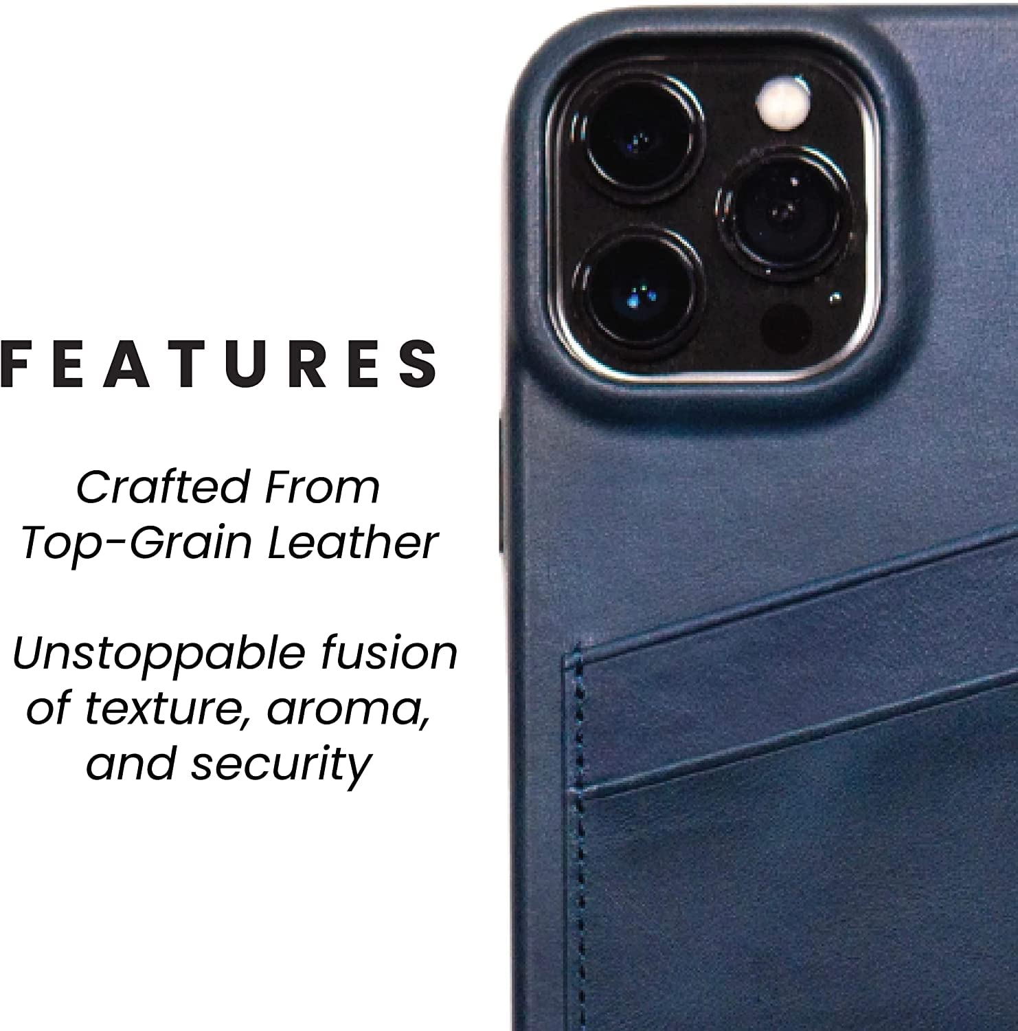 Premium Leather Phone Case for Apple iPhone 14 Plus - Bullstrap Ocean Blue Portfolio | Slim Protective Cover for Business & Everyday Use