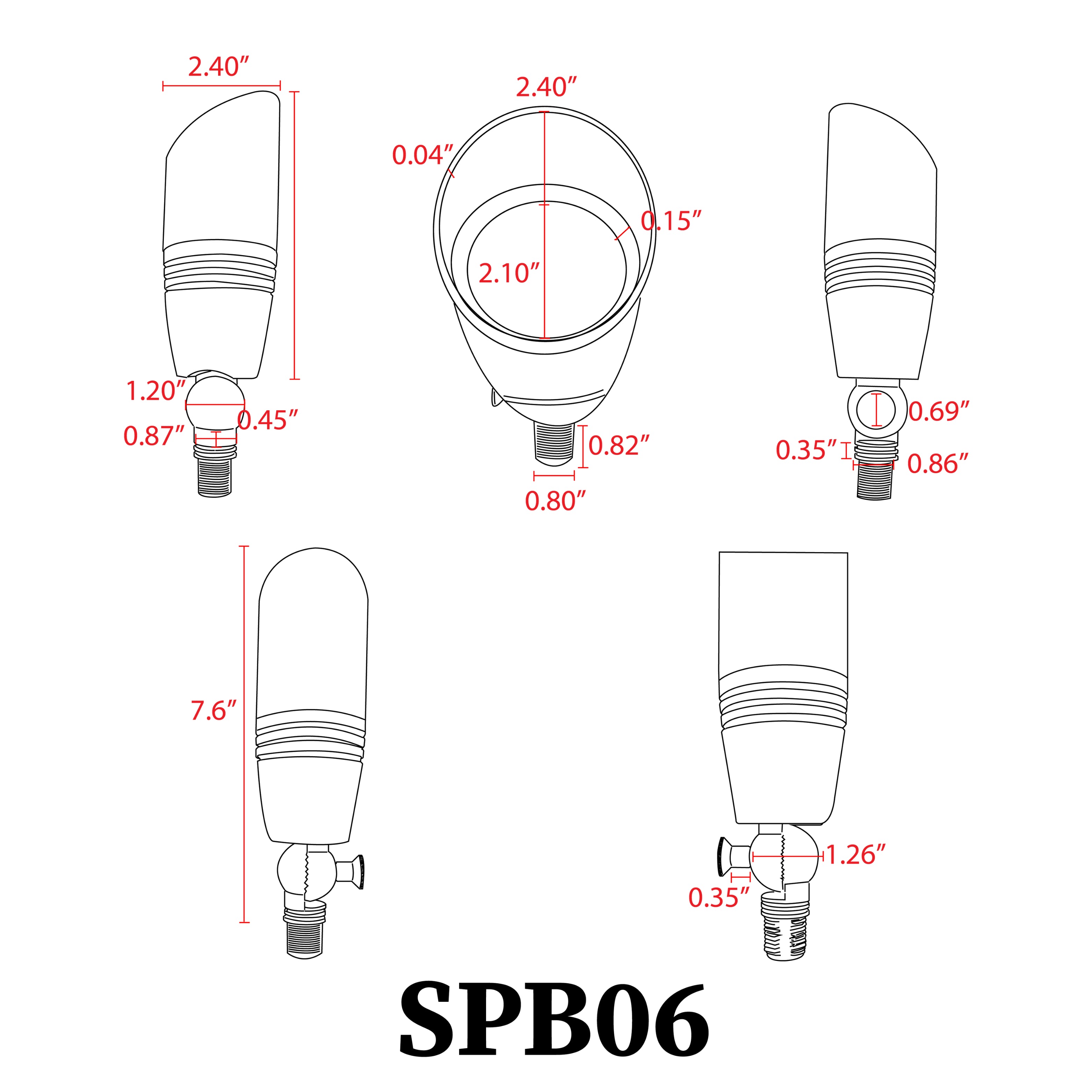 SPB06 4x/8x/12x Pack Low Voltage LED Outdoor Landscape Spotlight - 5W 3000K Warm White Bulb for Garden, Pathway, and Yard Lighting