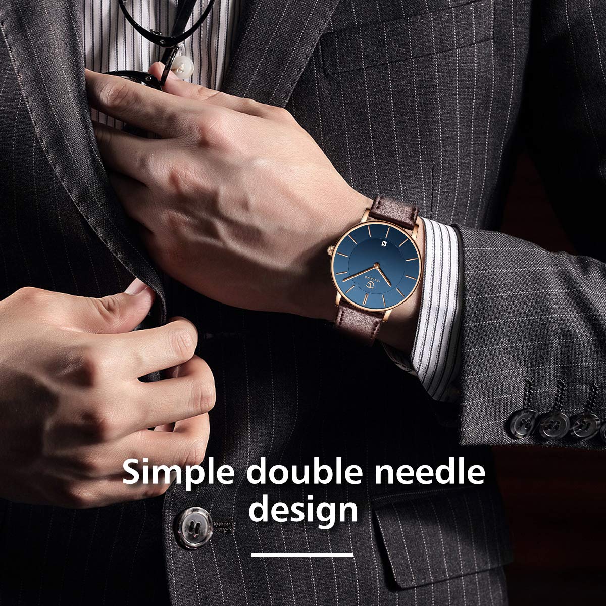 BEN NEVIS Men's Minimalist Analog Watch with Date & Leather Strap - Stylish Fashion Accessory for Business, Casual & Everyday Wear