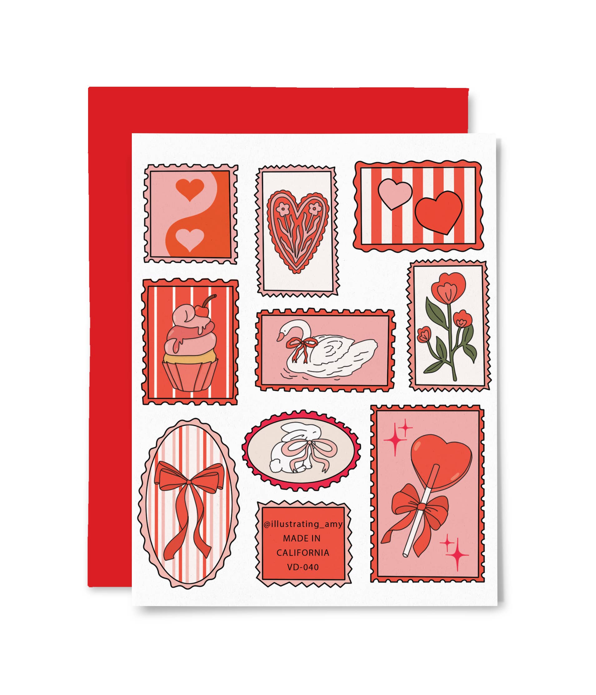 Valentine's Day Greeting Card with Stamps - Perfect for Romantic Gifts, Love Letters & Special Occasions