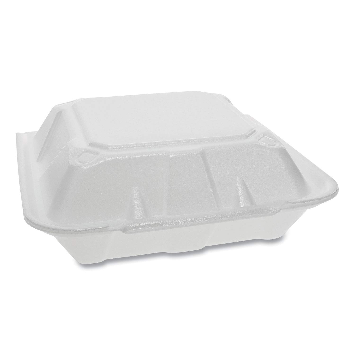 Pactiv YTD19901 White Foam Hinged Lid Food Containers 9