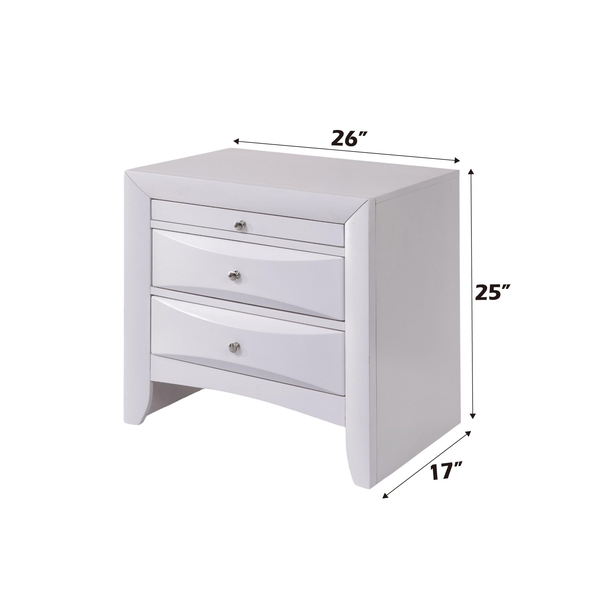 White Acme Ireland 2-Drawer Wood Nightstand - Bedside Table for Bedroom, Living Room & Guest Room
