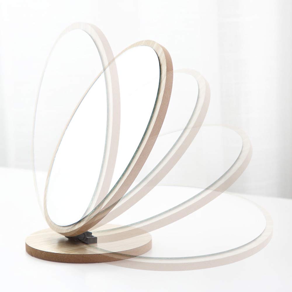 Aestivate Oval Compact Table Mirror - Wood Framed Standing Desktop Mirror with 90 Degree Rotation for Makeup & Cosmetics | Perfect for Vanity, Dressing Table & Travel Beauty Kit