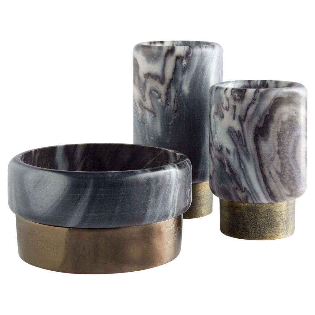 Cyan Design 11649 Roma Vase - Antique Brass & Grey Marble Small Decorative Vase for Home Decor, Wedding Centerpiece, Tabletop Display