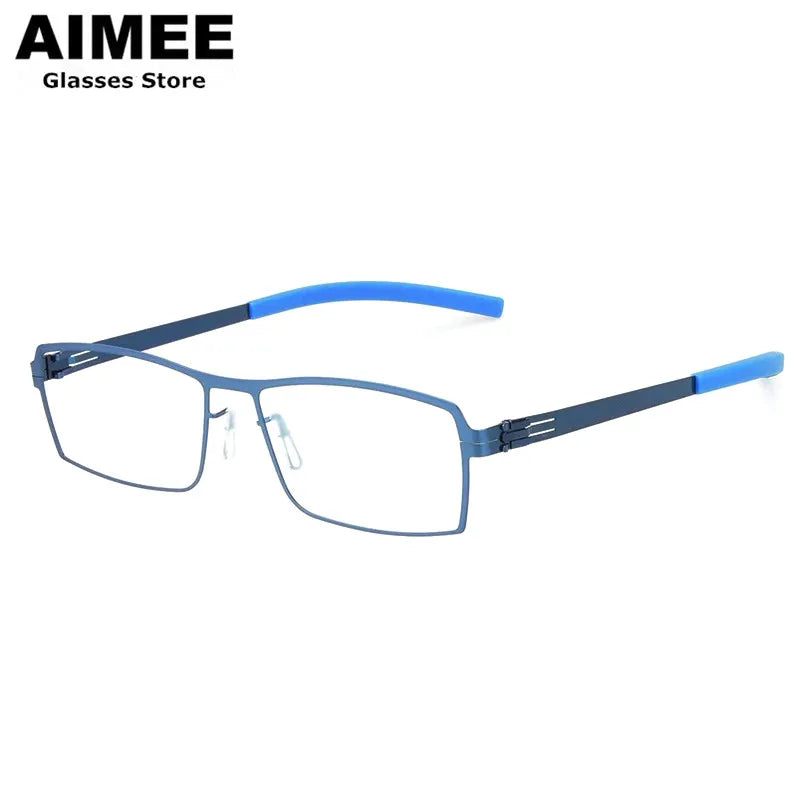 Aimee Unisex Full Rim Square Screwless Steel Eyeglasses Frame 65085 - Lightweight Durable Glasses for Men & Women - Perfect for Reading, Work, and Everyday Use